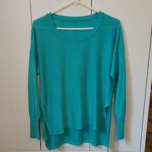 Blue Crew Neck Sweater with Tunic Length